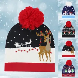Beanies Beanie/Skull Caps 2023 Christmas Hat Santa Claus Snowflake Sticked Warm Cap för år Kvinnor Söta dekor Vintermöshattar Kvinna