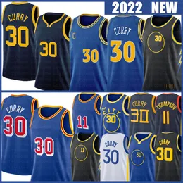 농구 유니폼 빈티지 Stephen Curry Klay Thompson Draymond Green Andrew Wiggins Poole Warriores 2022 2023 City Shirt Edition Blue Jerse