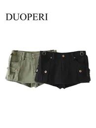 Shorts femininos duoperi mulheres moda carga denim saia shorts com cinto de cintura alta zíper voar calças femininas mujer 230325