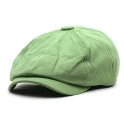 Berety Solid Cotton Sboy Caps Men Flat Peaked Cap Women Painter Heret Hats 30 230325