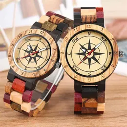 목재 시계 로얄 나침반 다이얼 다양한 색상의 목재 석영 팔찌 고급 기념품 선물 J0528252L