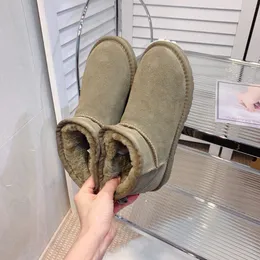 Snow Boot Warm Boots Suede Shoes Classical Short Miniwomen Keep Warm Man Womens Plush Casual Chestnut Grey 2023 Hot Aus U5854 Free Transshipment