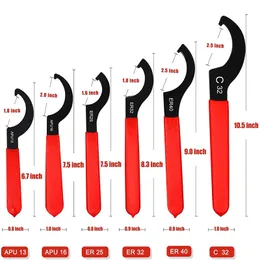 ER25 ER32 ER40 APU13 APU16 CNC 밀링 도구 선반 도구를위한 유형 C 렌치 클램핑 너트 고 탄소강 ER 스패너