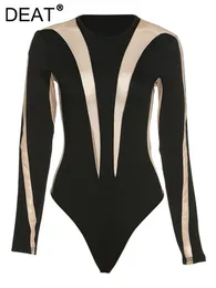 Jumpsuits von Frauen Rolpper enttäuschen Mode sexy Gaze Patchwork Bodysuits Frauen Ankunft Schlanker Langarm O-Neck BodySuit Female Outwear 11p0327 230325