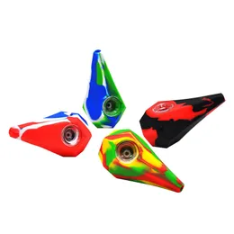 Pretty Silicone Diamond Style Pipes Herb Tobacco Oil Rigs Glass Single Hole Filter Spoon Bowl Handpipes Innovativ rökning Cigaretthandhållare Tube