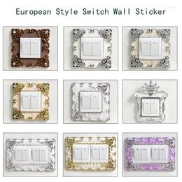 Wall Stickers 1pc Portable Socket Decals Switch European Style Luxury Square Shaped Lace Light Cover Pastel Home Decor