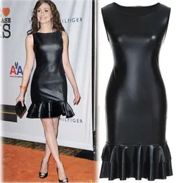Casual Dresses Women Black Faux Leather Dress 2018 New Summer Elegant Formal Prom Club BodyCon Evening Party Mermaid Dresses P230322