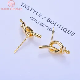 Stud 36926PCS 8x17MM Hole 15MM 24K Gold Color Plated Brass Knot Earrings High Quality DIY Jewelry Making Findings 230325
