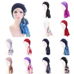 Ethnische Kleidung, florales muslimisches Muster, Hijabs, Kopfbedeckung, Kopfbedeckung, Turban, elastische Turbante mit breitem Rand, Mütze, Stretch-Hut, Bandana, Spitze