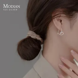 Stud Modian 925 Sterling Silver Simple Line Heart Earrings For Women Exquisite Ear s Fashion Fine Jewelry Wedding Gift 230325