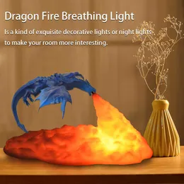 Light Lights 3D Print Dragon Lamp Bedroom Light Light Teenager Room Decoration مصباح LED قابلة للشحن