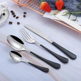 Servis uppsättningar Spklifey Forks Knives Spoons Cutlery Set Fork Stainless Steel Spoon Kitchen Black