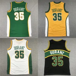 American Basketball Wear Durant 35 후퇴 남성 유니폼 골드 블랙 흰색 녹색 미첼 네스 성인 크기 스티치 저지 믹스 순서