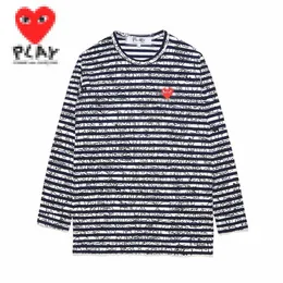Designer TEE Men's T-shirts CDG Com des Garcons Play Long Sleeve T-Shirt XL Unisex Striped royal blue/White red Heart Streetwear