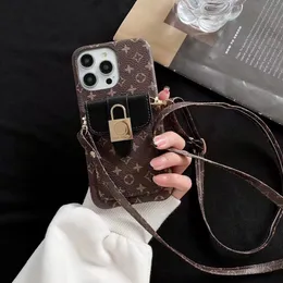 Slot Card Card Card Slot Lu Cases Luxury Crossbody Pres for iPhone 15 14 13 12 11 Pro Max Hi Quality 18 17 16 15Pro 14Pro 13Pro 12Pro Case with Logo Box.