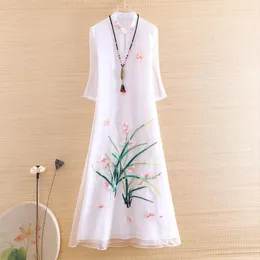 Этническая одежда Hi-end Spring Summer 2023 Женщины Cheongsam Свободная вышивка Элегантная леди китайское стиль A-Line Party Qiapo платье S-xxl