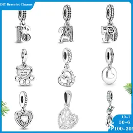 925 Siver Beads Charms Pandora Charm 팔찌 여성을위한 디자이너 디지털 사랑 인형 구슬 매력 적합