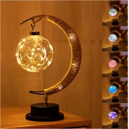 Night Lights Moon Lunar LED Night Lamp with Stand Thanksgiving Christmas Halloween Table Lamp Decorations Festival Gift Supplies P230325