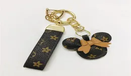 Fashion Key Buckle Car Keychain Portachiavi in pelle fatti a mano Uomo Donna Borsa Accessori ciondolo Mouse Design Flower Charm Jewelry Ke3659131