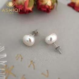 Stud Ashiqi Real Natural Freshwater Pearl Earrings 925 Sterling Silver Small Fashion Jewelry for Women Gifts 230325