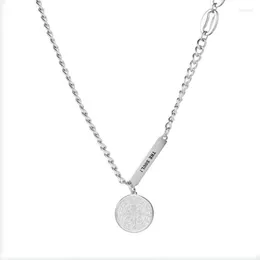 Correntes Colar de moedas esculpidas vintage para mulheres aço inoxidável Medallion Medallion Pingente Chain Long Cheker Jewelry Collier