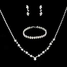 Perlen Kristall Brautschmuck Sets für Hochzeit Silber funkelnde Halskette Ohrringe Frauen Abschlussball Party Zubehör Verlobung Valentinstag Geschenke