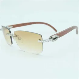 Mäns lyxdesigner kvinnors solglasögon strass fyrkantig trä buffel horn 3mm diamantglasögon mode mens rimfri solglasögon skugga eyewearkajia