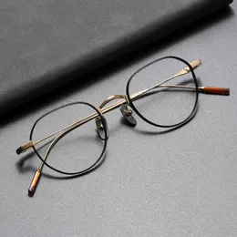 Mäns lyxdesigner Kvinnors solglasögon Pure Titanium handgjorda 80803 Oregelbunden glasögonramkonst kan utrustas med kortsiktiga anti-blå ljusglasögon