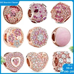 925 siver beads charms for pandora charm bracelets designer for women Sparkling Freehand Heart petal Bead