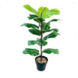 Decorative Flowers 70cm 3 Heads Large Artificial Ficus Tree Tropical Fake Plants Tall Branch Plastic Green Banyan Leaves For Home Office