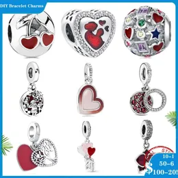 925 Siver Beads Charms för Pandora Charm Armband Designer för kvinnor Red Cherry Cup Flower Mönster Stripe Openwork
