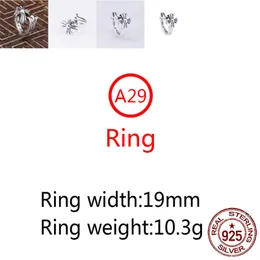 A29 S925 Sterling Silver Ring شخصية مفتوحة الصليب زوجين الأزياء الشارع الشارع Net Red Jewelry Gift for Lover