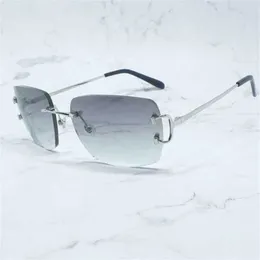 10% rabatt på lyxdesigner Nya män och kvinnors solglasögon 20% rabatt på överdimensionerade es metall retro märke Rimless Glasses Wire Anpassad snitt adge trendiga män Sungglasskajia