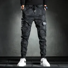 Mäns byxor Sweatpants Men kamouflage elasticitet Militärlast med flera fickor Bottoms Bottoms avslappnade joggerbyxor 230325