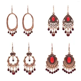 Baumelnde Ohrringe Vintage Rot Acryl Geometrische Tropfen Für Frauen Weibliche Antike Perlen Türkische Tribal Nepal Party Schmuck Geschenk
