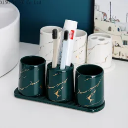 Bath Accessory Set Light Luxury Bathroom Supplies Ceramic Toothbrush Holder Shelf Tray Household Toilet Cup Ornaments Decoration