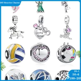 925 SIVER BEADS CHARMS PARA PANDORA CHARM BRACELETS Designer para Mulheres Charme Cavalia Tule de Vôlei Cavalo