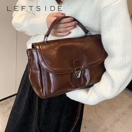 Bolsas de ombro pequenas bolsas para mulheres tendem a tendência feminina sólida saco de ladras de crossbody vintage com alça curta 230322