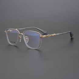 Principais óculos de sol de designer de luxo 20% fora Japanese Handmade High Myopia Pure Titanium Glasses Small Frame pode ser combinado com a altura da placa feminina masculina