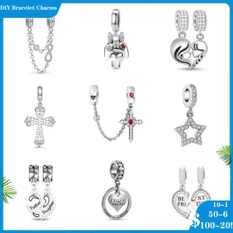 925 سحر Siver Beads لـ Pandora Charm Bracelets مصمم للنساء Cross Infinity Love Safety Chain