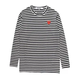 Designer TEE Men's T-shirts CDG Com Des Garcons PLAY Red Heart T-shirt Striped royal blue/White Long Sleeve XL Womens tee