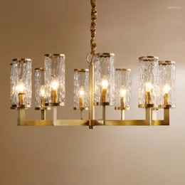 Żyrandole światła wisior luksusowe miedziane żyrandol szklane szklane odcienie oświetlenie lampa salonu zawiesić oprawy oświetleniowe