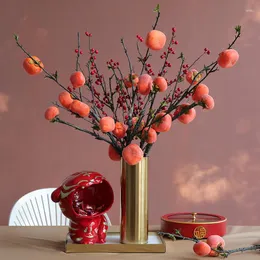 Dekorativa blommor kinesiska år förmögenhetsfrukt falsk bukett dekoration hem vardagsrum persimmon matbord