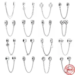 925 perline siver charms per braccialetti con ciondoli pandora designer per donna Nuova catena di sicurezza Fiore Starmoon Tree of Life Heart Pendant Clip