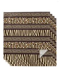 テーブルナプキン4PCSアフリカワイルドヒョウ皮の縞模様スクエア50cm結婚式の装飾布キッチンディナーナプキンを提供する