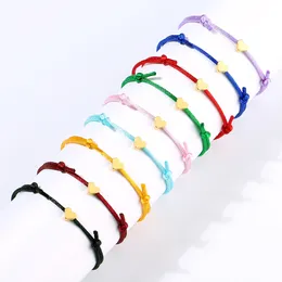 Creative Simple Multi-Color Justerbar Lucky Peach Heart Armband Copper Rope Chain Charm Armelets smycken gåva i bulk