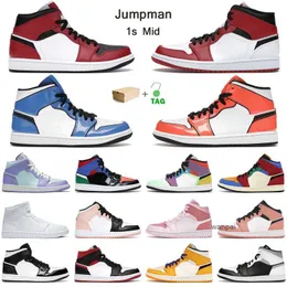 Jumpman 1S Mid Basketball Shoes 1 Mens Trainers White Shadow Smoke Grey Ice Cream University Blue Pine Green Women
