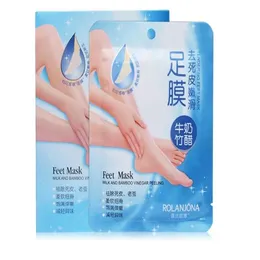 Foot Treatment Rolanjona Milk Bamboo Vinegar Feet Mask Peeling Exfoliating Dead Skin Remove Professional sox Care
