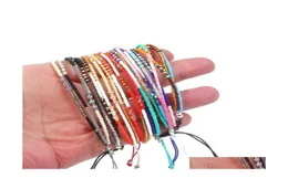 Очарование браслетов ручной работы регулируемой Mtilayer маленький цветовой бусин веревочный браслет шнур для соткан