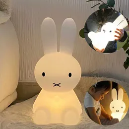 Ночные светильники 7 Цвета лампа кролика мультфильм милый светодиодный настольный лампа детская спальня спальня прикроватная лампа гостиной